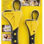 Set de dos llaves de correa de goma Federalli en amarillo y negro de distintos tamaños, para aflojar filtros sin rayar superficies delicadas.