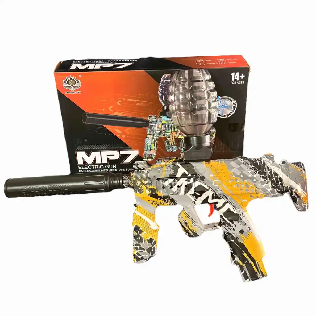 Pistola de Hidrogel MP7 Automática con Batería Recargable - Disfruta partidas tácticas al aire libre con máxima precisión