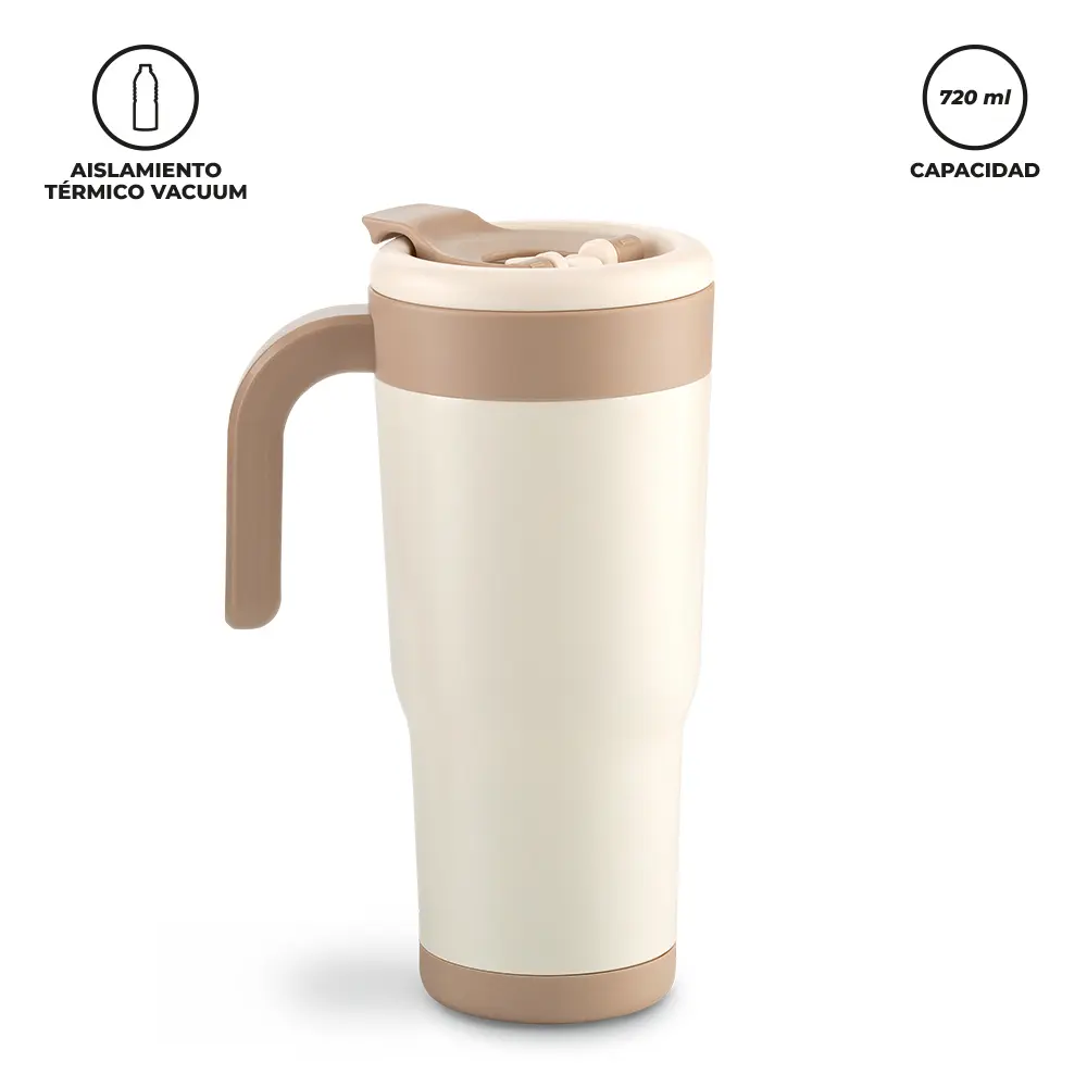 Mug térmico de acero inoxidable Terra 720 ml - conserva tus bebidas frías y calientes sin derrames