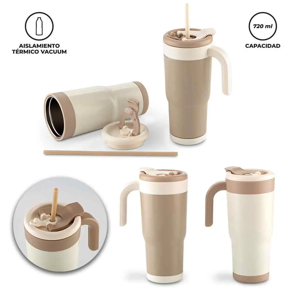 Mug térmico de acero inoxidable Terra 720 ml - conserva tus bebidas frías y calientes sin derrames