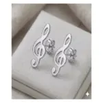 Aretes topo clave de sol en plata 925 - Expresas tu pasión por la música con elegancia - Imagen 2