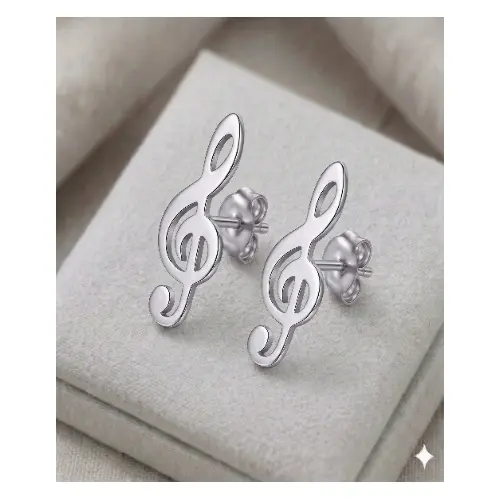 Aretes topo clave de sol en plata 925 - Expresas tu pasión por la música con elegancia