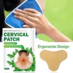 Parche cervical color piel con diseño ergonómico en forma de mariposa para aliviar dolores y tensión en el cuello.