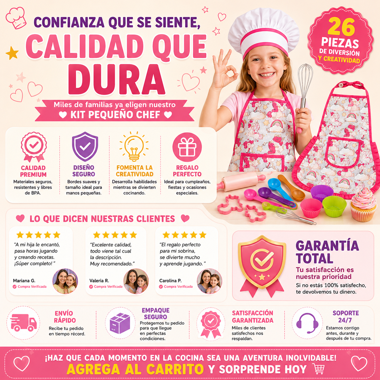 Kit de repostería para niños con delantal y gorro de 26 piezas - Estimula la creatividad culinaria mientras preparan postres en familia