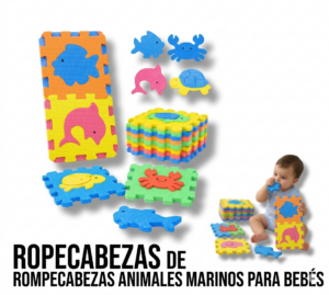 Set x2 Rompecabezas de goma eva de animales marinos - protege los pisos fríos mientras el bebé aprende jugando