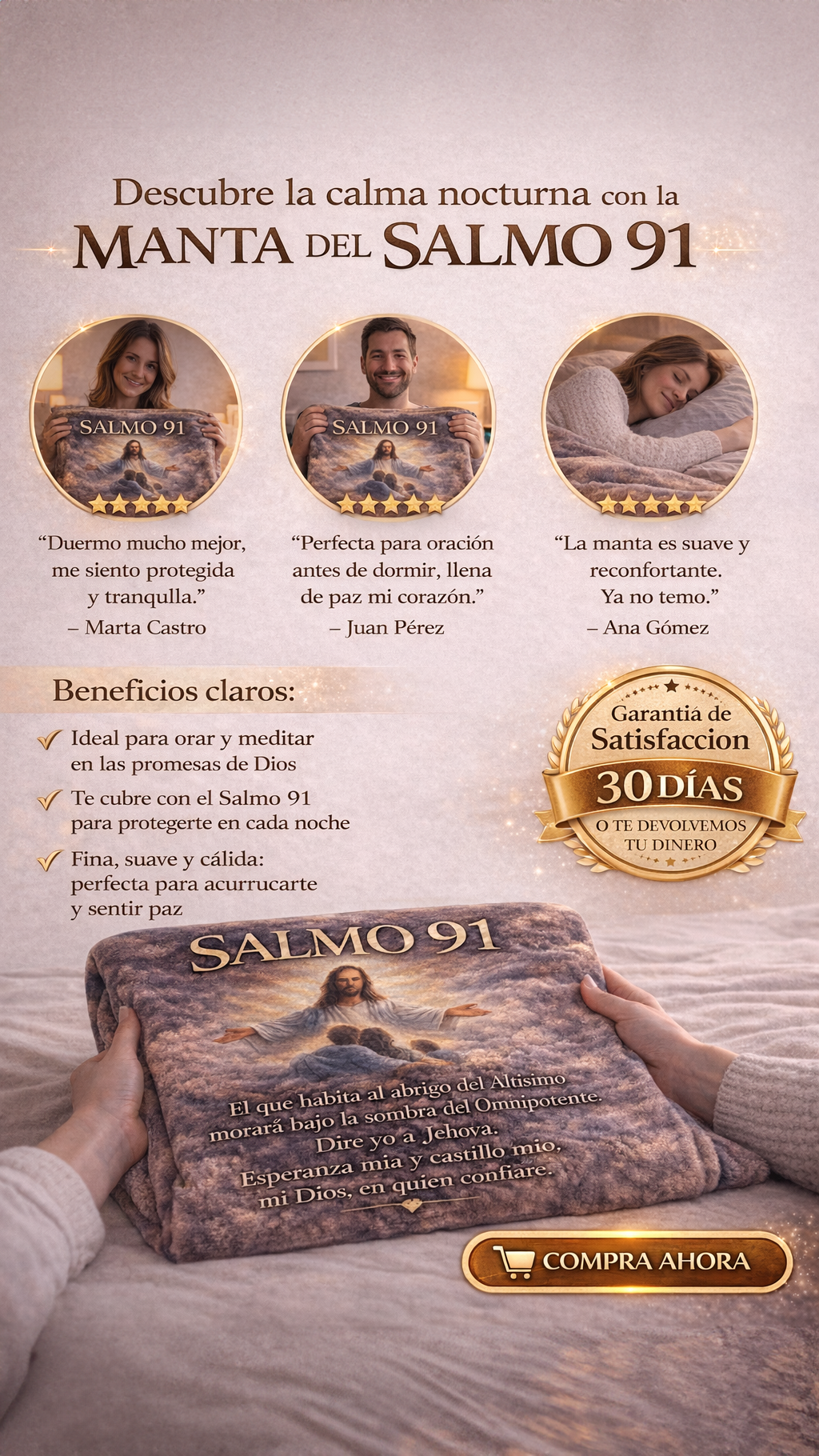 Manta para bebe con diseño Salmo 91 y textura suave - Proporciona abrigo y protege la piel sensible durante el descanso