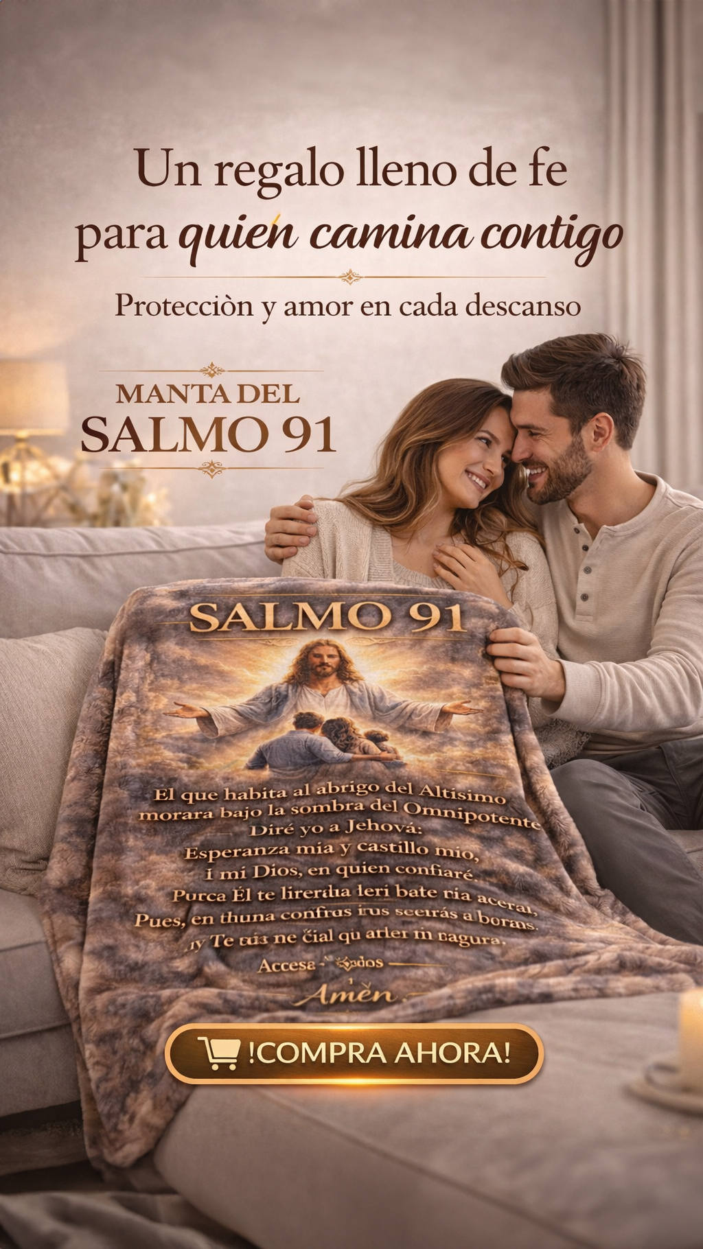 Manta para bebe con diseño Salmo 91 y textura suave - Proporciona abrigo y protege la piel sensible durante el descanso