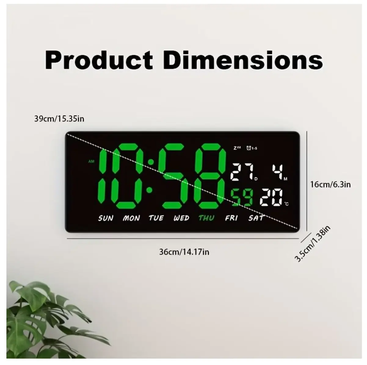 Reloj Digital LED de Pared JH3604 con Brillo Automatico - Hora y Temperatura