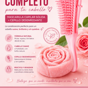 Set de mascarilla capilar sólida y cepillo desenredante