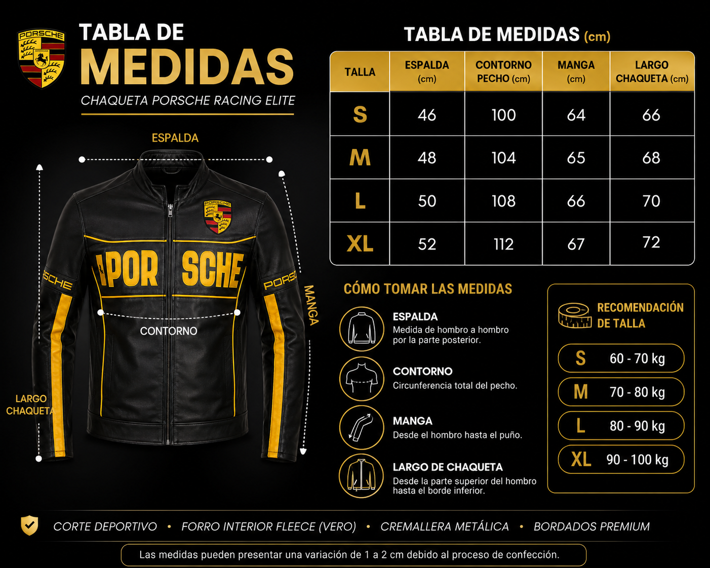 Chaqueta Porsche Racing Black Gold