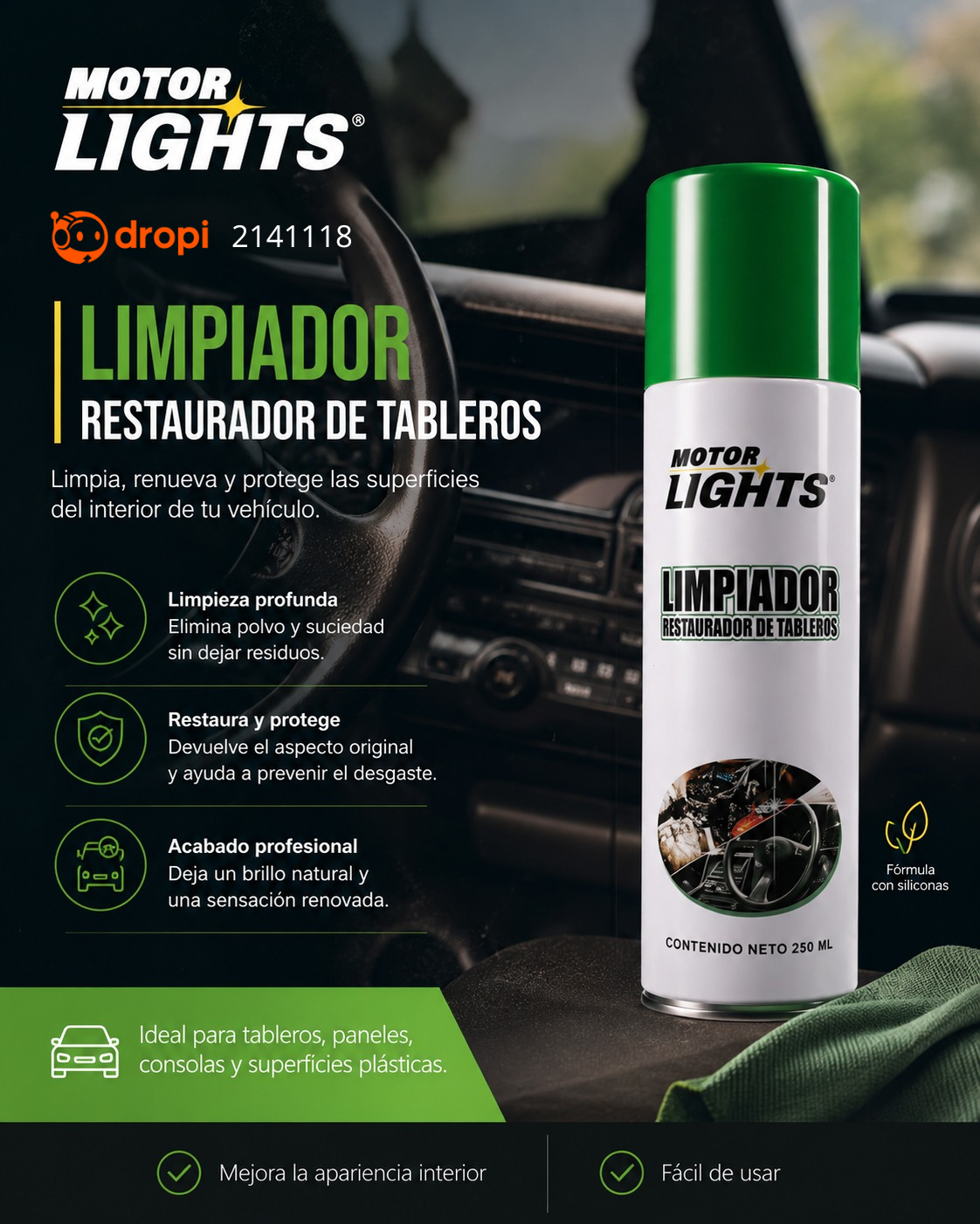Restaurador de Partes Negra para Carros - Imagen 2