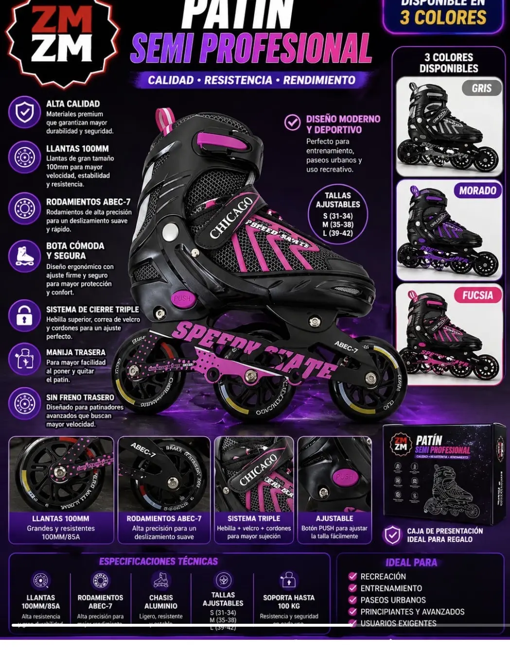 Patinessemi Profesional 6037 Talla 34-38