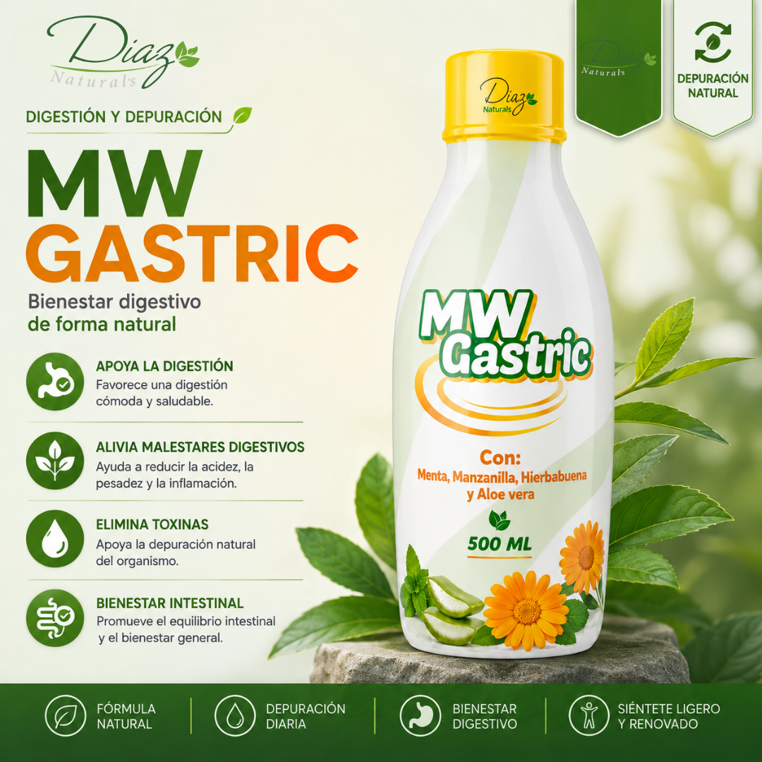 Set x2 Suplemento Líquido Digestivo MW Gastric 500 ml con Aloe Vera - Alivia la pesadez estomacal y mejora tu bienestar diario