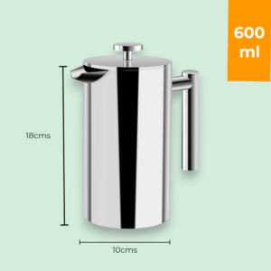 Prensa Francesa en Acero Inoxidable de 600 ml - Prepara Cafe con Cuerpo y Sabor