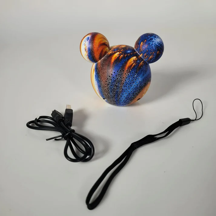 Set x2 Parlante Bluetooth portátil diseño Mickey Mouse con radio FM y AM - Decora tu escritorio mientras disfrutas de sonido claro
