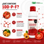 Bebida líquida 100-P-F de 500 ml a base de níspero, licopeno y tomate con extracto de stevia.