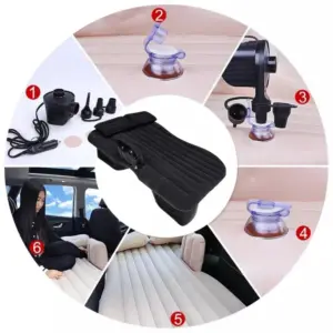 Colchon Inflable para Carro con Bomba Electrica y Almohadas - Descansa en Viaje