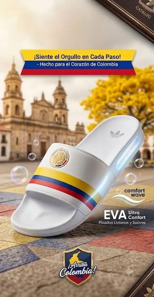 Pantuflas Selección Colombia suela EVA para descanso - Disfruta cada partido con comodidad y orgullo nacional - Imagen 3