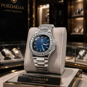 Reloj Poedagar Cubano Hombre - Pulso en Acero y Bisel con Pedreria