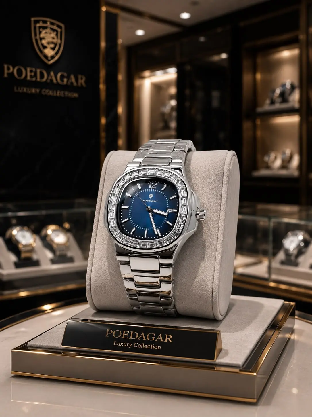 Reloj Poedagar Cubano Hombre - Pulso en Acero y Bisel con Pedreria