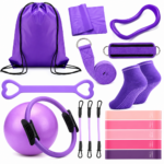 Set completo de 13 accesorios de yoga y pilates color morado con bolsa de transporte