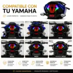 Stop LED RGB integrado para Yamaha R3, R25, MT03, MT07 y MT25 con luz trasera tricolor y diseño deportivo de alta visibilidad