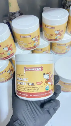 Suplemento de hongo cola de pavo en polvo para perros Wonder Paws - Fortalece las defensas naturales y el bienestar celular