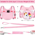 Arnés de seguridad ajustable para niñas con correa extensible y chaleco transpirable - Evita extravíos accidentales en lugares concurridos - Imagen 3