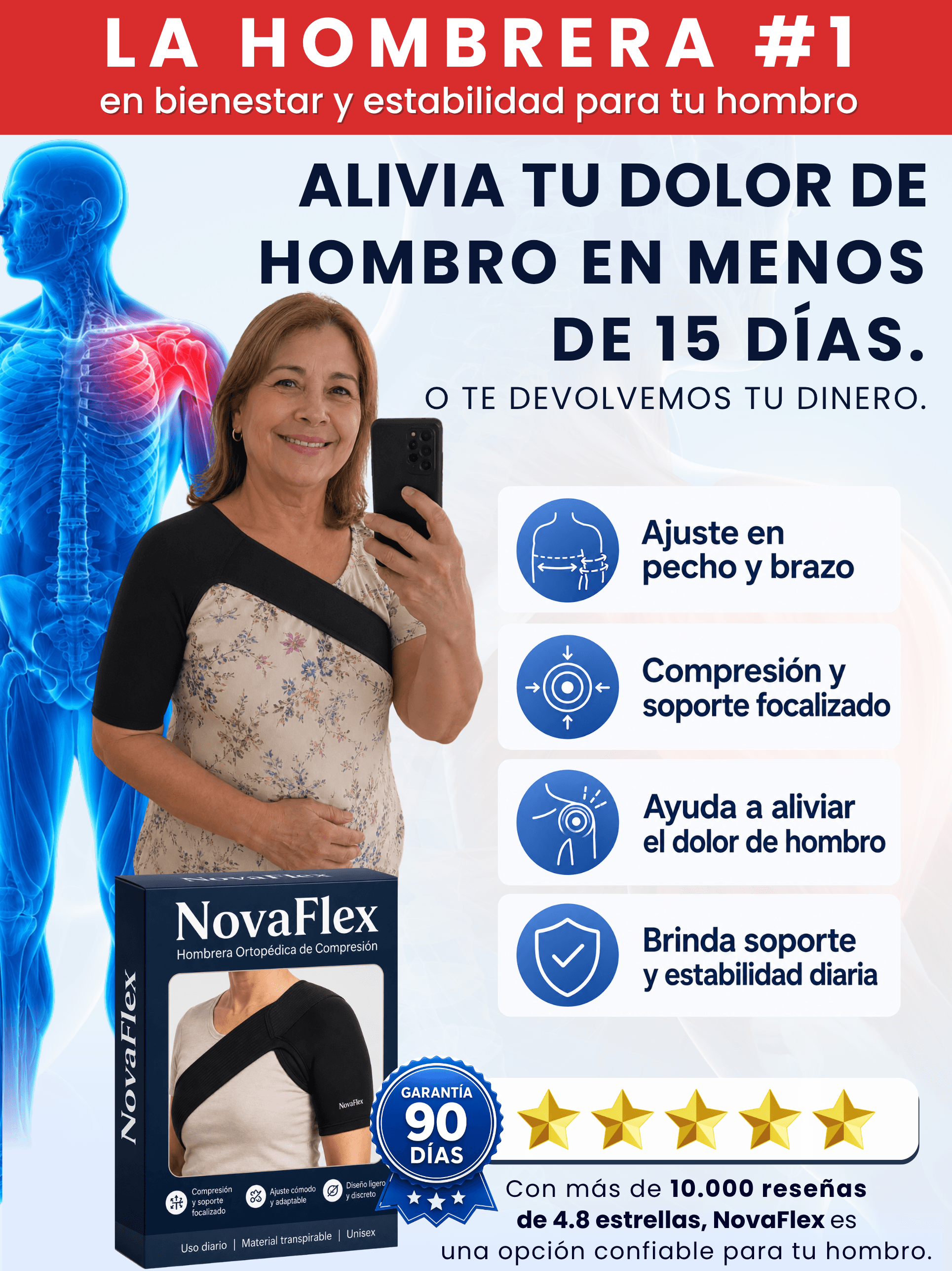 Set x2 Hombrera Ortopédica de Compresión Ajustable Novaflex - Recupera la estabilidad y reduce las molestias diarias