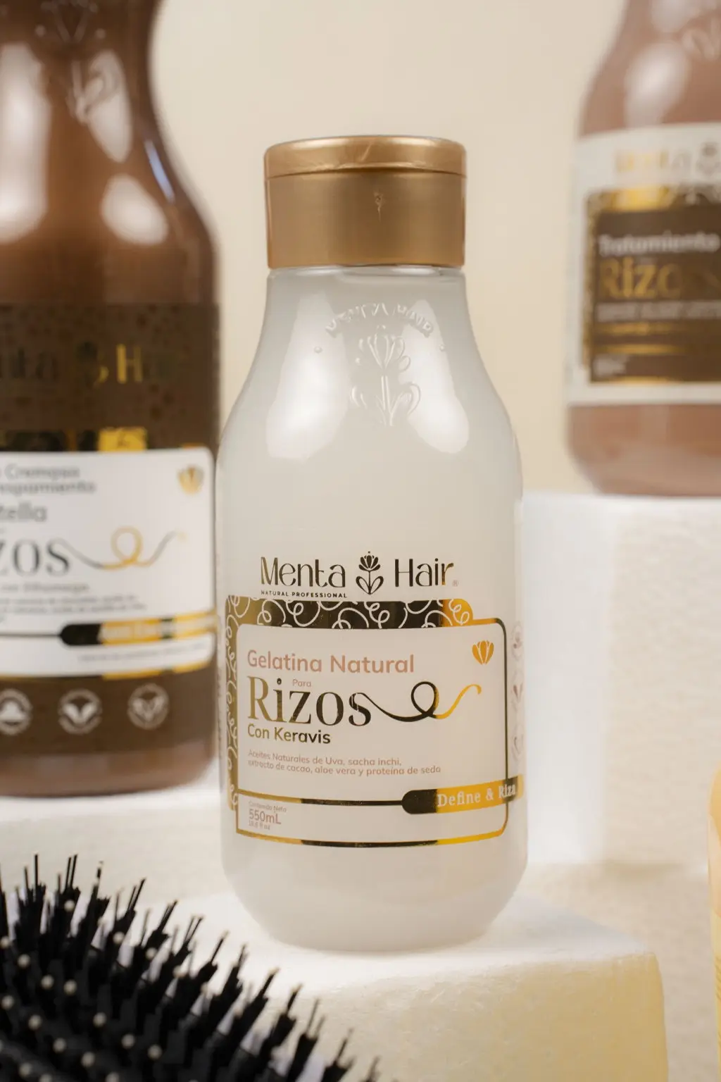 Gelatina natural para rizos con Keravis del kit de definición capilar