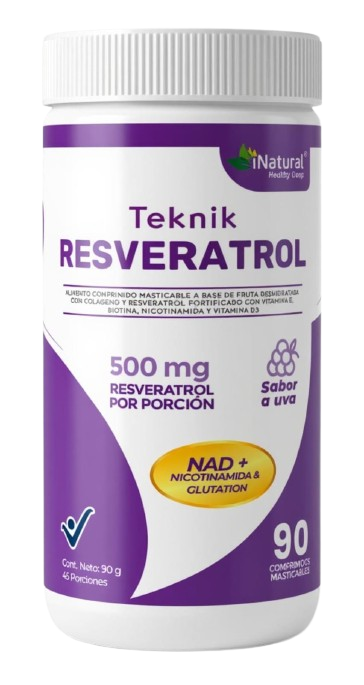 Resveratrol 500 mg masticable con glutatión y nicotinamida - Protege tu piel y revitaliza tus células - Imagen 3