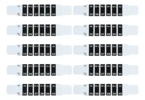 Termómetro en Stiker para Bebé de Cristal Líquido Set x10 - Monitorea la temperatura corporal infantil sin incomodar al niño durante la noche