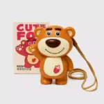 Mini ventilador de cuello portátil con tierno diseño de oso recargable USB