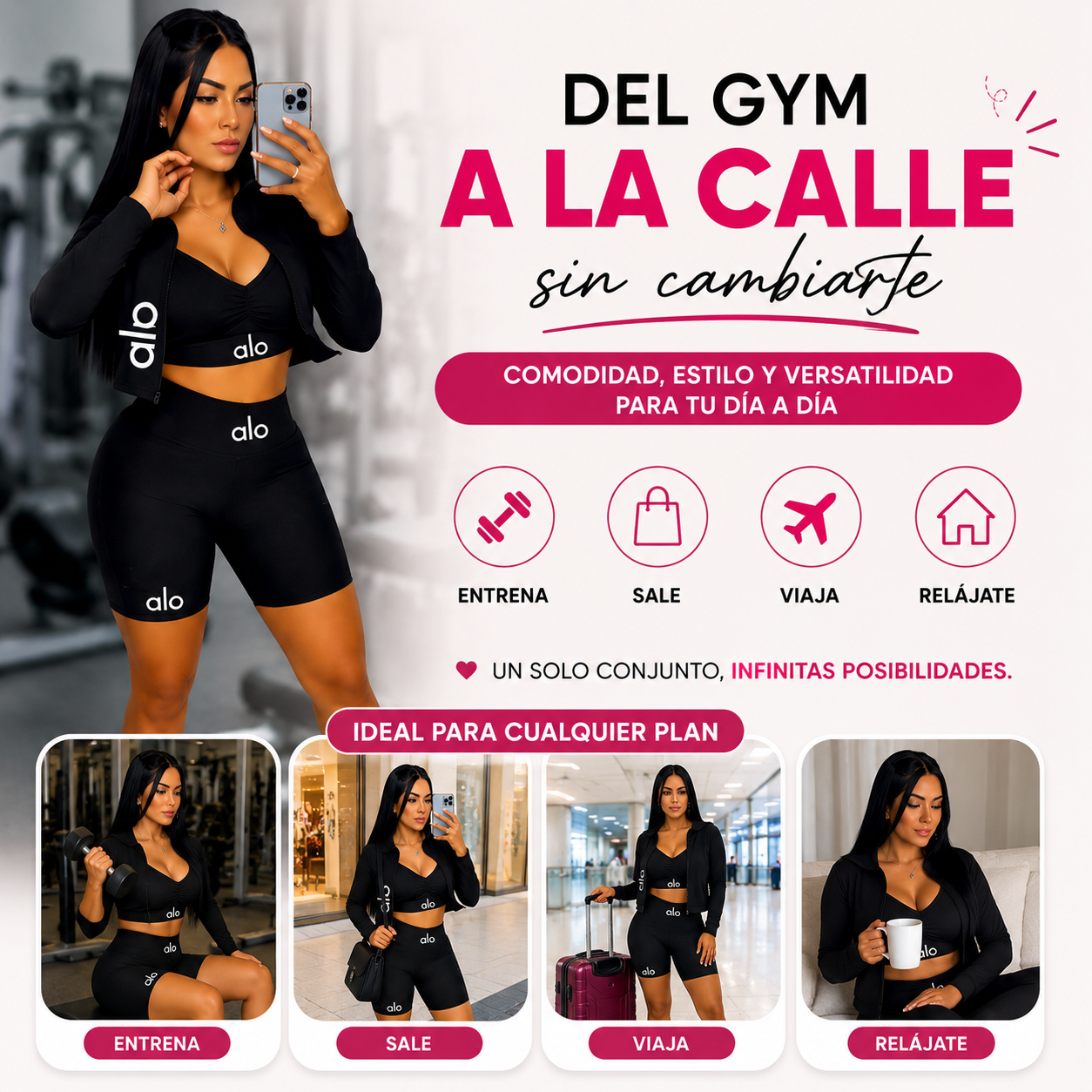 Conjunto deportivo Nova Fit de tres piezas para mujer - Disfrutas máxima comodidad y estilo en tus entrenamientos y viajes