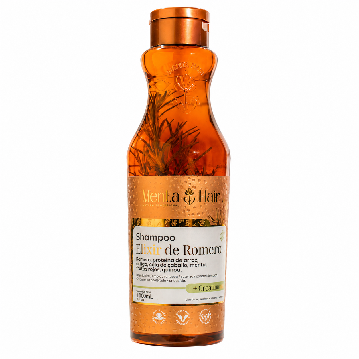 Envase de un litro del shampoo elixir de romero
