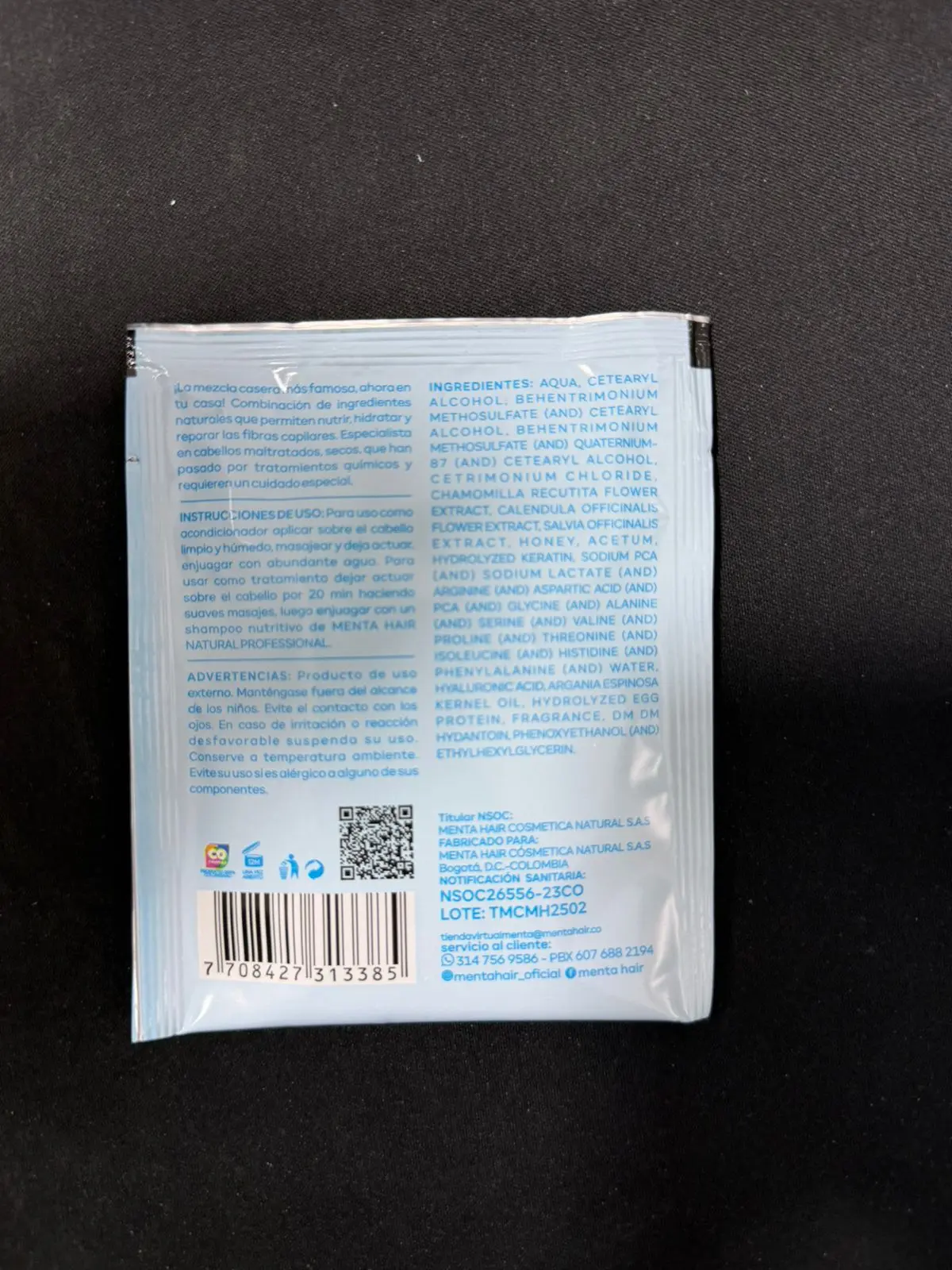 Sachet individual de tratamiento mayonesa capilar