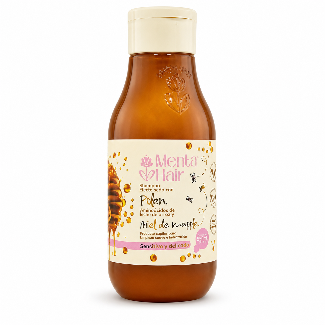 Envase del shampoo miel de maple