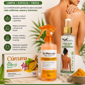 Rutina Corporal Anti-Imperfecciones con Curcuma y Acido Kojico - Limpia y Exfolia