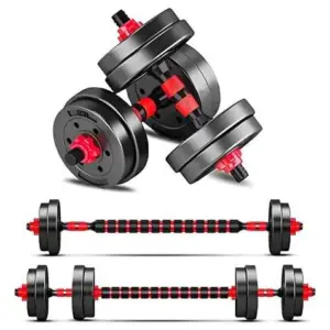 Set de Mancuernas Ajustables 10kg Convertible en Barra - Entrena en Casa