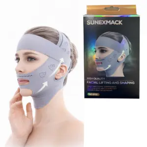 Faja reductora facial completa color gris para perfilado de mandíbula y reducción de papada