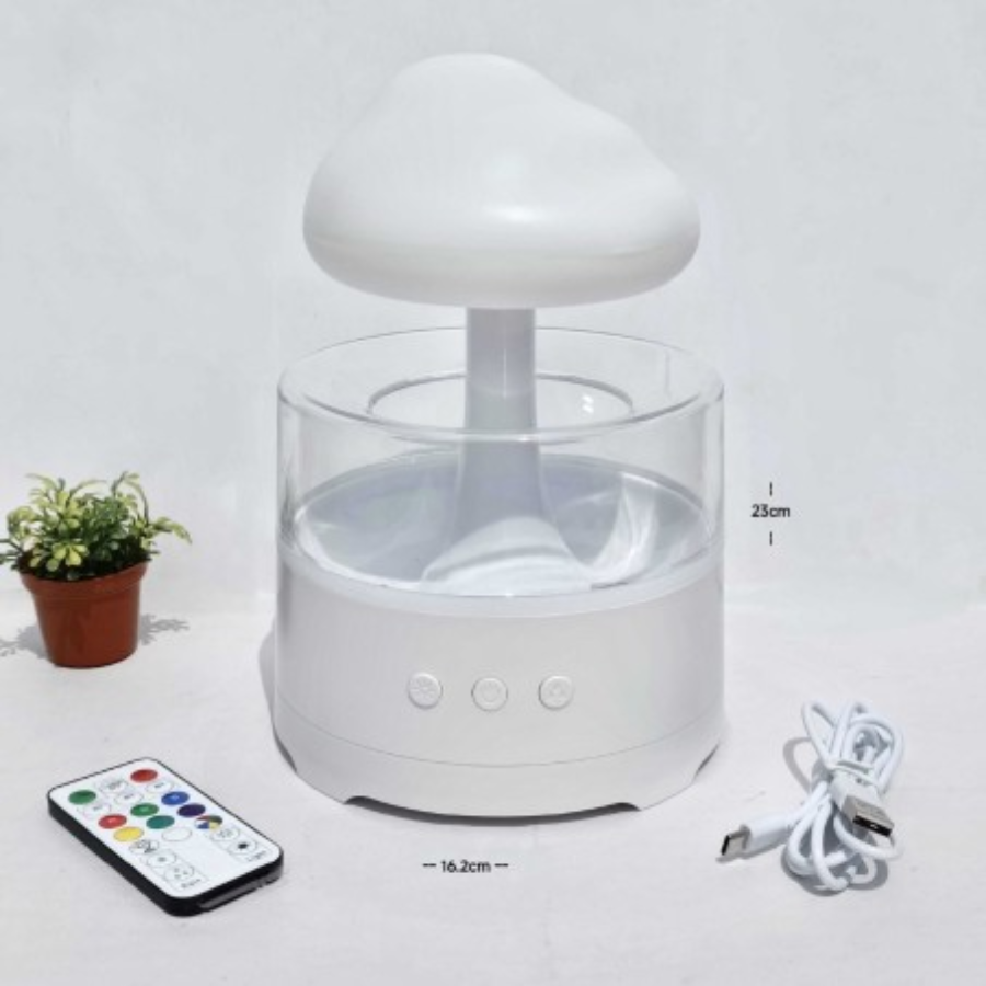 Humidificador ultrasónico de lluvia diseño hongo con parlante Bluetooth y luz LED - Mejora la calidad del aire mientras disfrutas música relajante