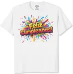 Camiseta de cumpleaños unisex con diseño salpicaduras multicolor de algodón - Destaca en tu celebración con estilo y comodidad - Imagen 2