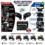 Base de manubrio con tornillería para Bajaj Pulsar NS 200 - Restaura la firmeza del manillar eliminando la holgura - Imagen 2