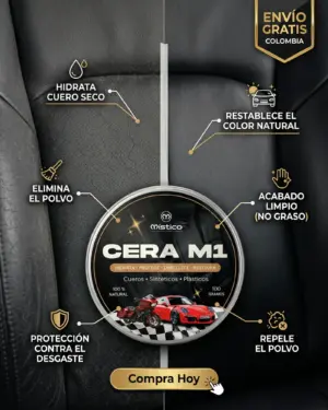 Set x2 Cera hidratante para cuero cuerina y plásticos automotriz - Recupera el color original y protege contra el resecamiento