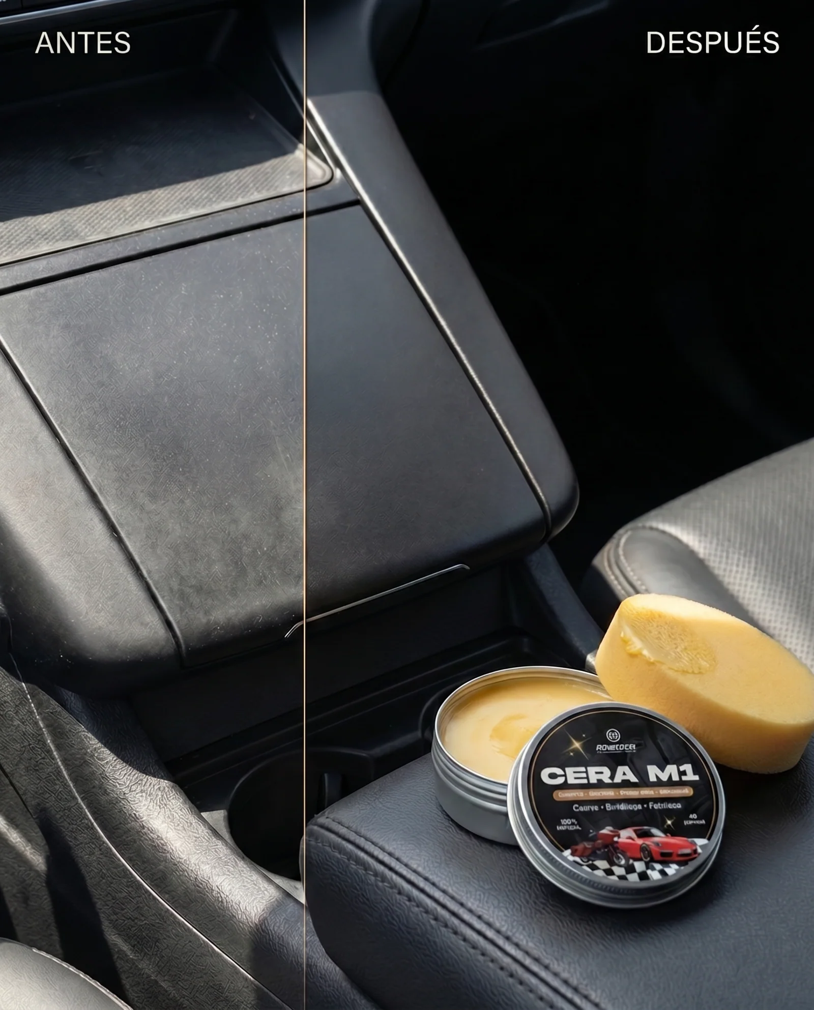 Set x2 Cera hidratante para cuero cuerina y plásticos automotriz - Recupera el color original y protege contra el resecamiento