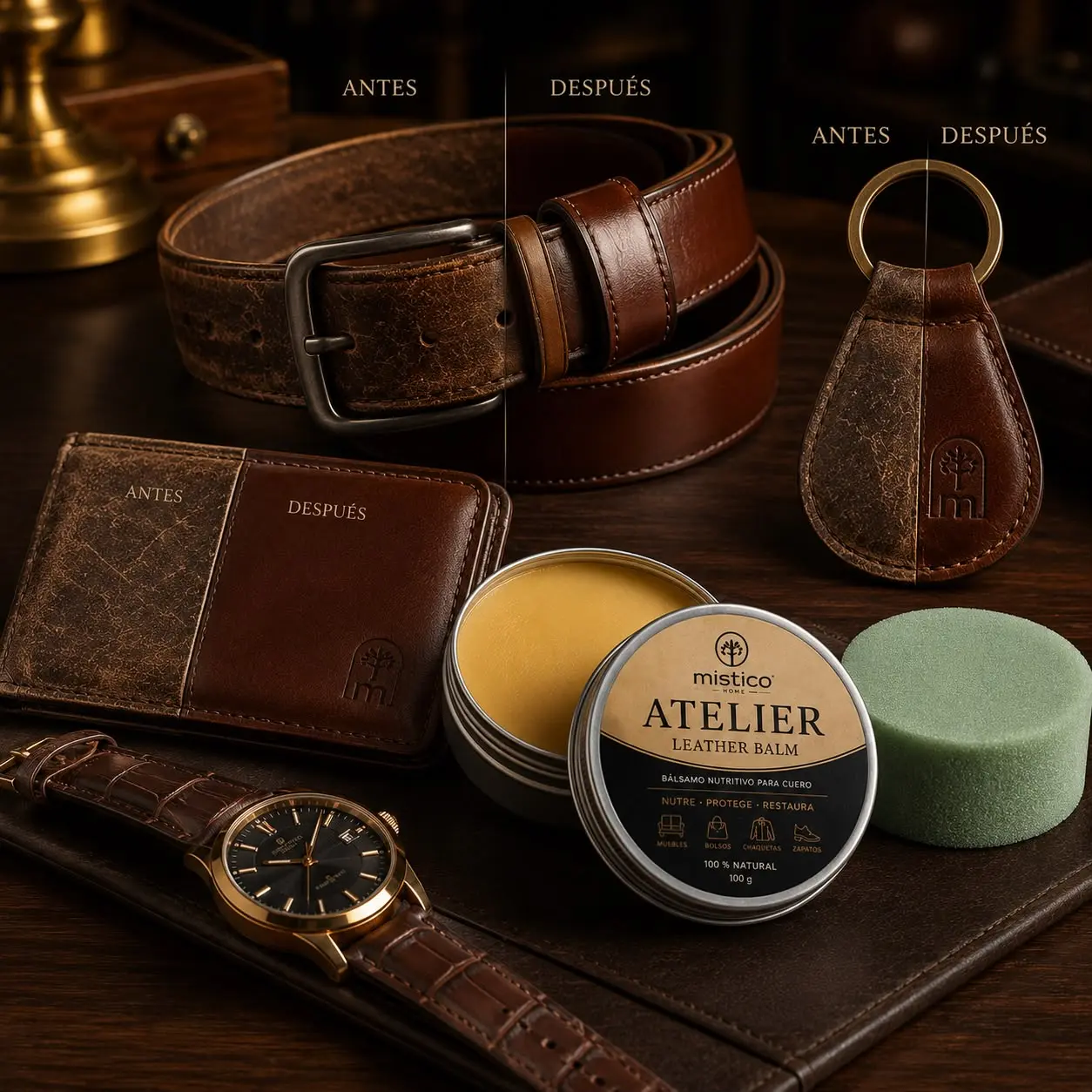 Set x2 Atelier Cera Nutritiva para Cuero con Aceites Naturales - Restaura el color y previene grietas en tus accesorios
