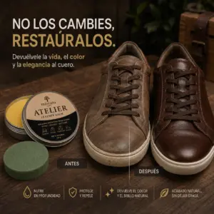Set x2 Atelier Cera Nutritiva para Cuero con Aceites Naturales - Restaura el color y previene grietas en tus accesorios