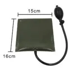 Cuña inflable de aire color verde militar con bomba manual de 15x16 cm para nivelación de puertas y muebles