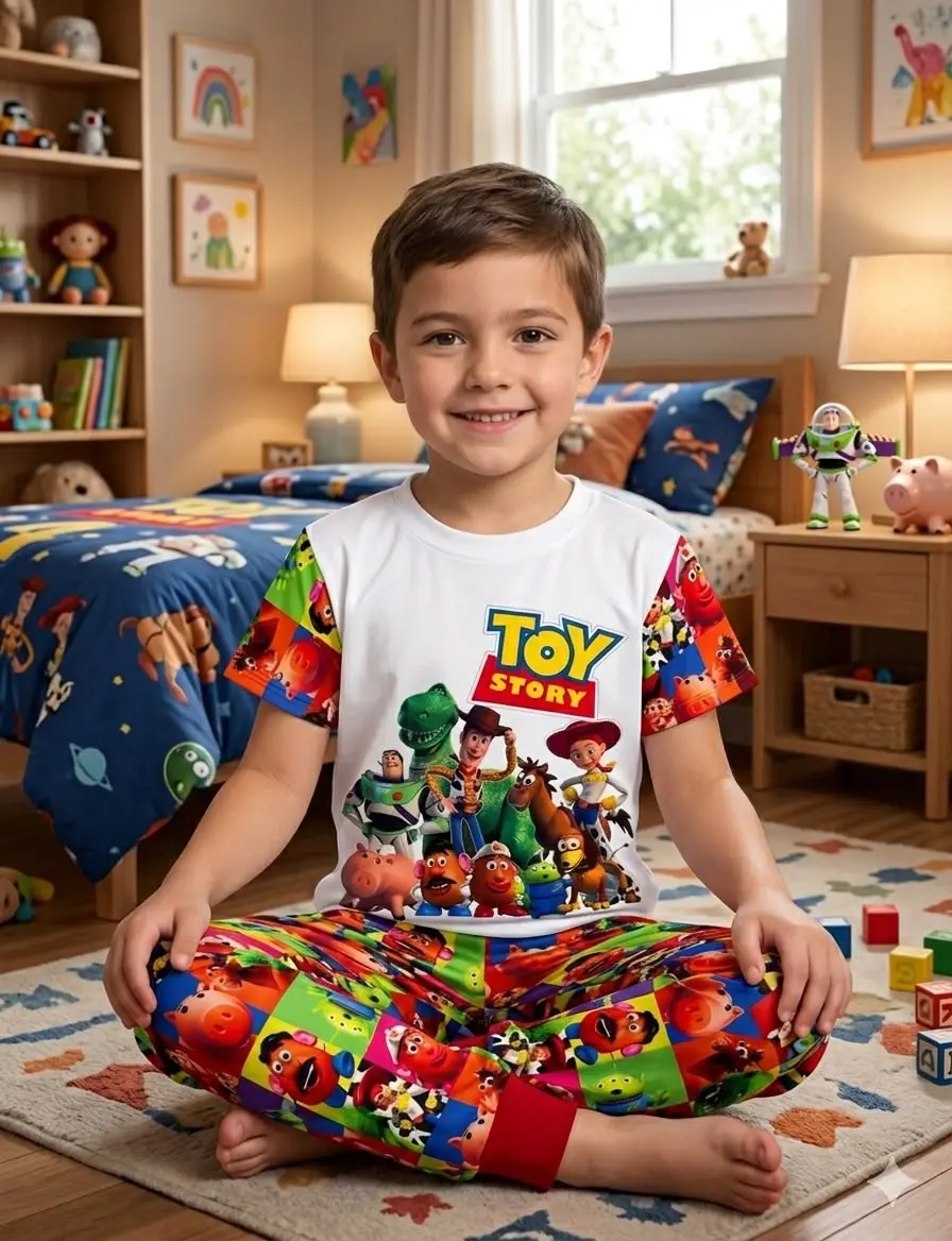 Pijama infantil roja de Toy Story con tela piel de durazno - Brinda máxima suavidad y comodidad durante sus horas de sueño