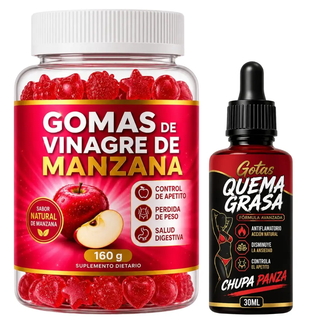 Set x2 Gomas masticables de vinagre de manzana con sabor frutal - Facilita tu rutina diaria de bienestar